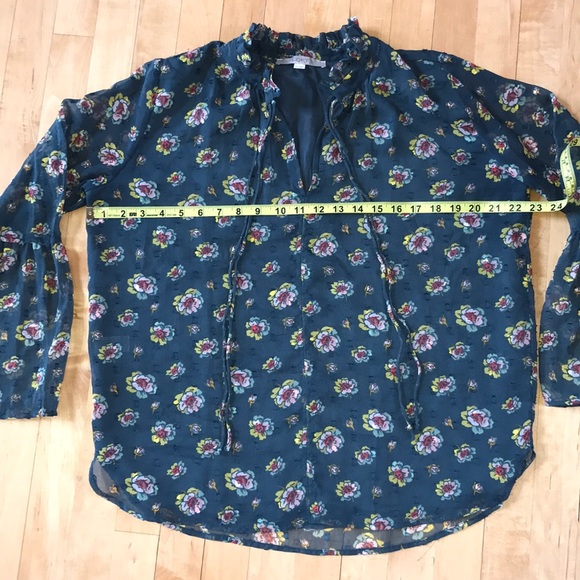 LOFT TEAL FLORAL BLOUSE - Picture 7 of 8